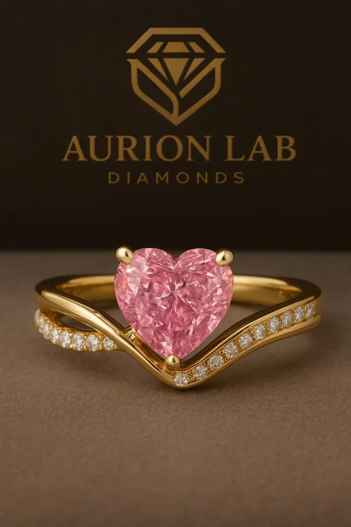fancy pink heart shape diamond ring