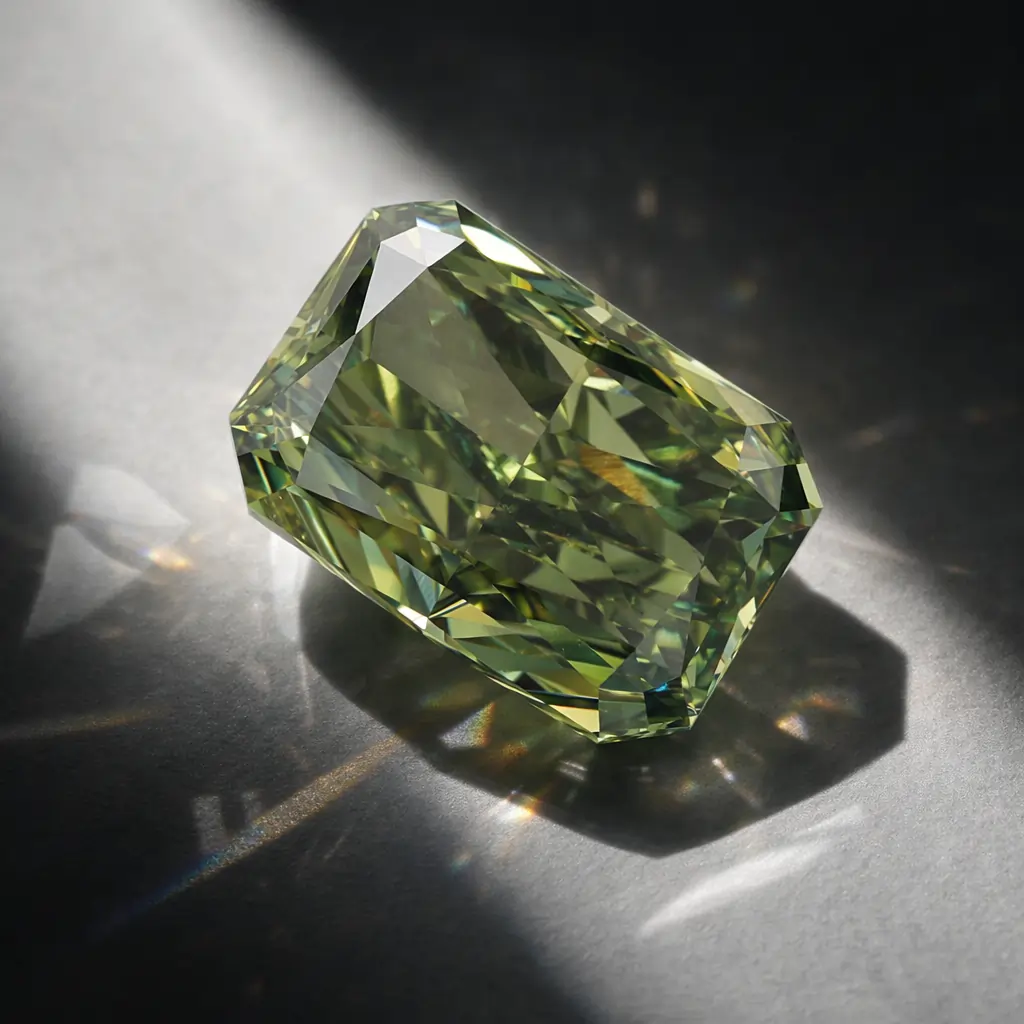 fancy green radiant cut lab grown diamond